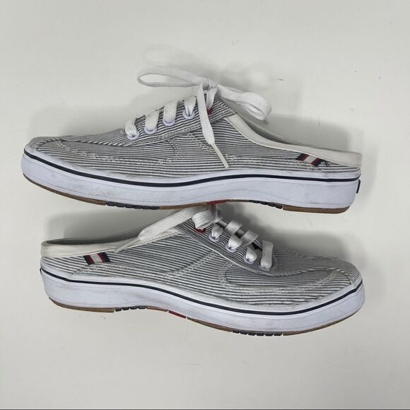Keds Mule Sneaker Gray Stripe Canvas Slip On Casual Women’s Size 6.5 - Picture 5 of 8
